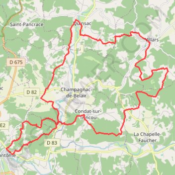 Brantome_villars 38 kms GPS track, route, trail
