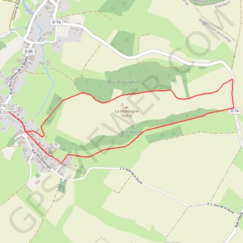 Chemin de la vallée des prêtres (Magnicourt-en-Comte) GPS track, route, trail
