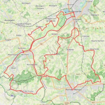 Ronde van Vlaanderen fietsroute blauwe lus GPS track, route, trail