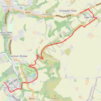 Kirklees Way from Gate Foot to Hepworth GPS track, route, trail