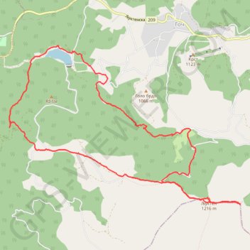 Goč Veliki Ljukten-Mali ljukten kruzna GPS track, route, trail