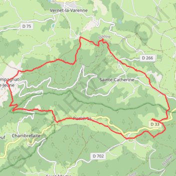 Les trois vallées - Champagnat-le-Jeune GPS track, route, trail
