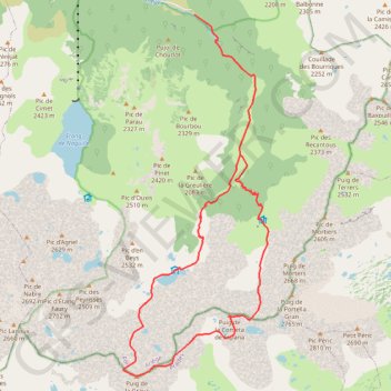 Puigs de la Grava et de la Cometa depuis Orlu GPS track, route, trail