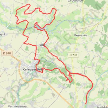 Rando 43 km pompiers de celles par melle GPS track, route, trail