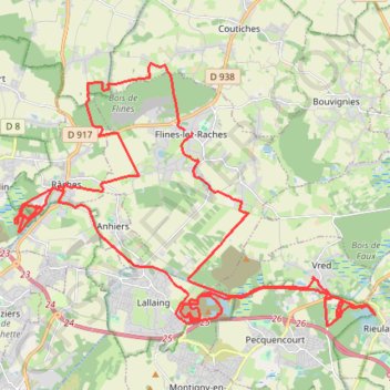 La rando des Renards des Sables - Flines-les-Raches GPS track, route, trail