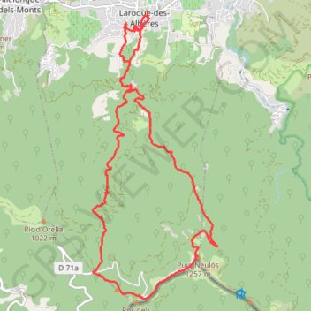 T66Laroque Néoulous col de l'Ouillat 18,5 km M1200 3,5 étoiles GPS track, route, trail