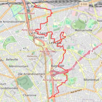 Pantin - Montreuil GPS track, route, trail