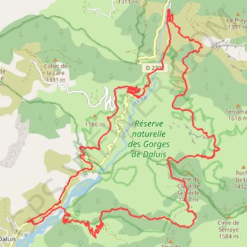 Gorges de Daluis - Boucle col de Roua et clue d'Amen GPS track, route, trail