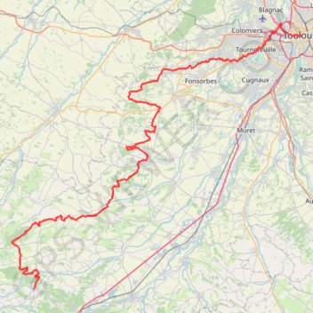 De Toulouse aux contreforts des Pyrénées GPS track, route, trail